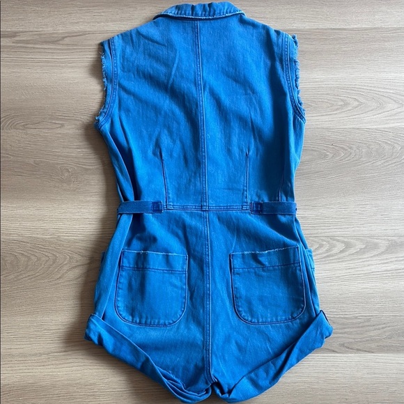 One Teaspoon WORN OUT HENDRIXE PALISADES OVERALL Sleeveless Denim Romper - Picture 9 of 10